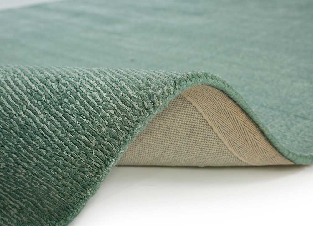 basis green wool and viscose Hand Loom Rug - Perspective