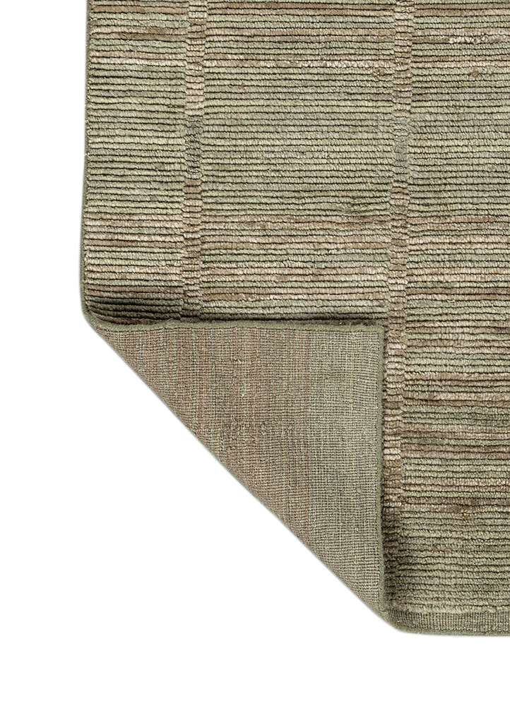 contour green wool hand loom Rug - Perspective