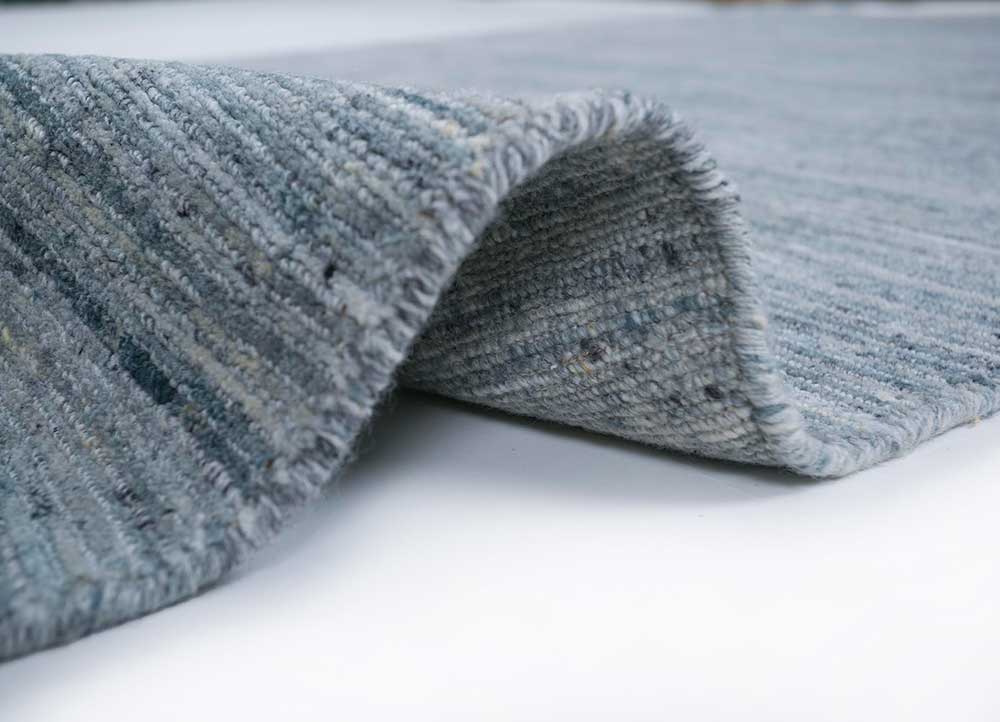 contour blue wool and viscose Hand Loom Rug - Perspective