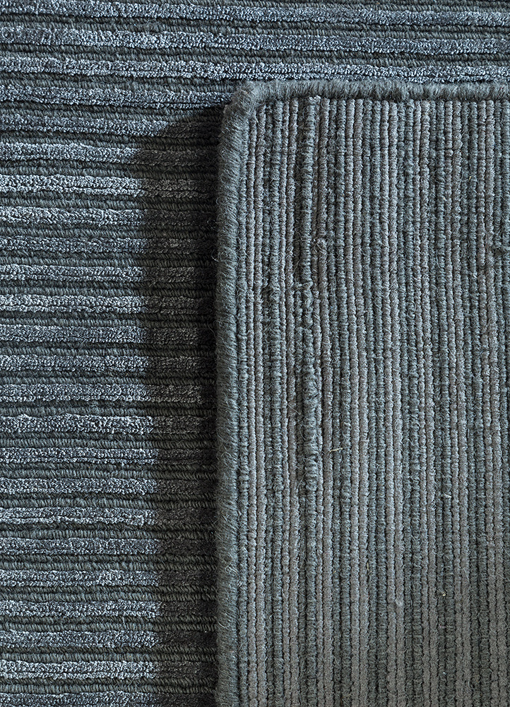 basis grey and black wool and viscose Hand Loom Rug - Perspective