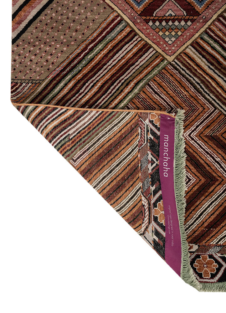 manchaha red and orange wool Hand Knotted Rug - Perspective manchaha red and orange wool Hand Knotted Rug - Perspective