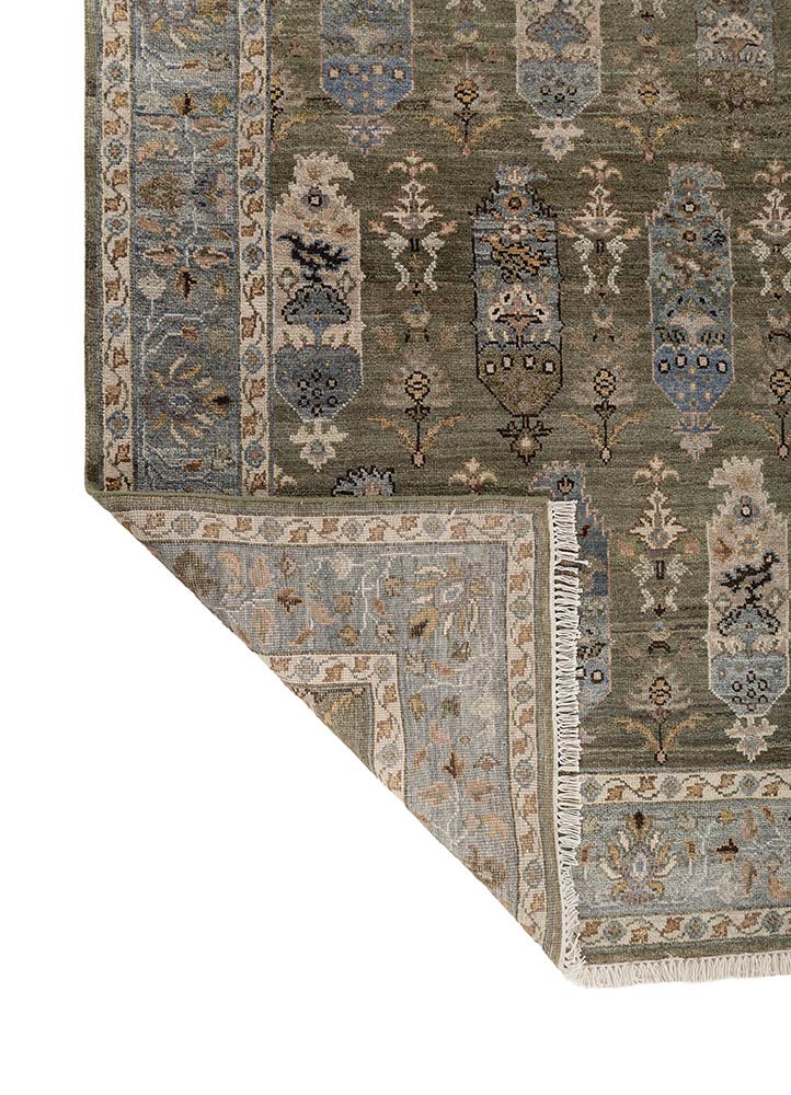 savana green wool Hand Knotted Rug - Perspective savana green wool Hand Knotted Rug - Perspective