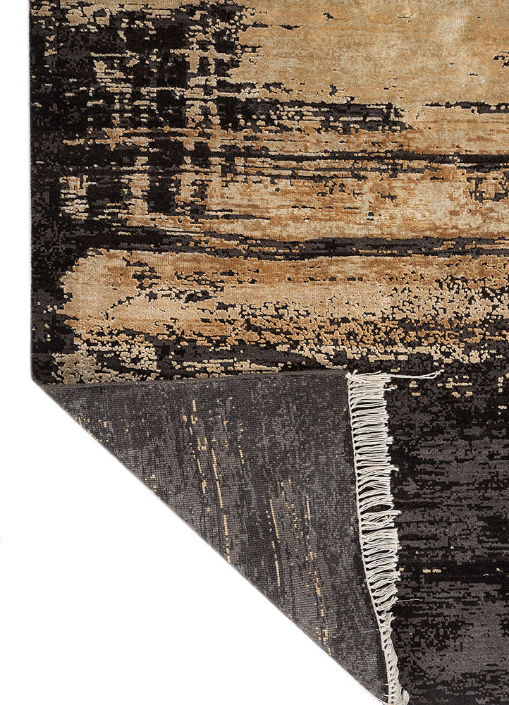 entropy blue wool and bamboo silk Hand Knotted Rug - Perspective