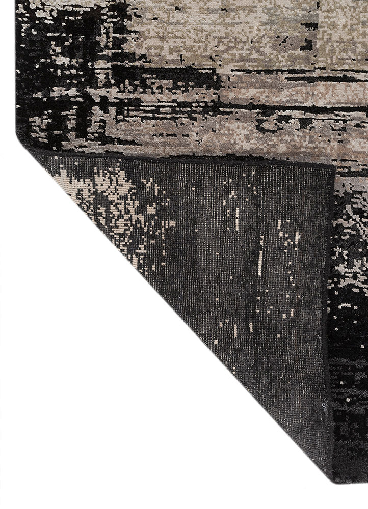 entropy grey and black wool and bamboo silk Hand Knotted Rug - Perspective