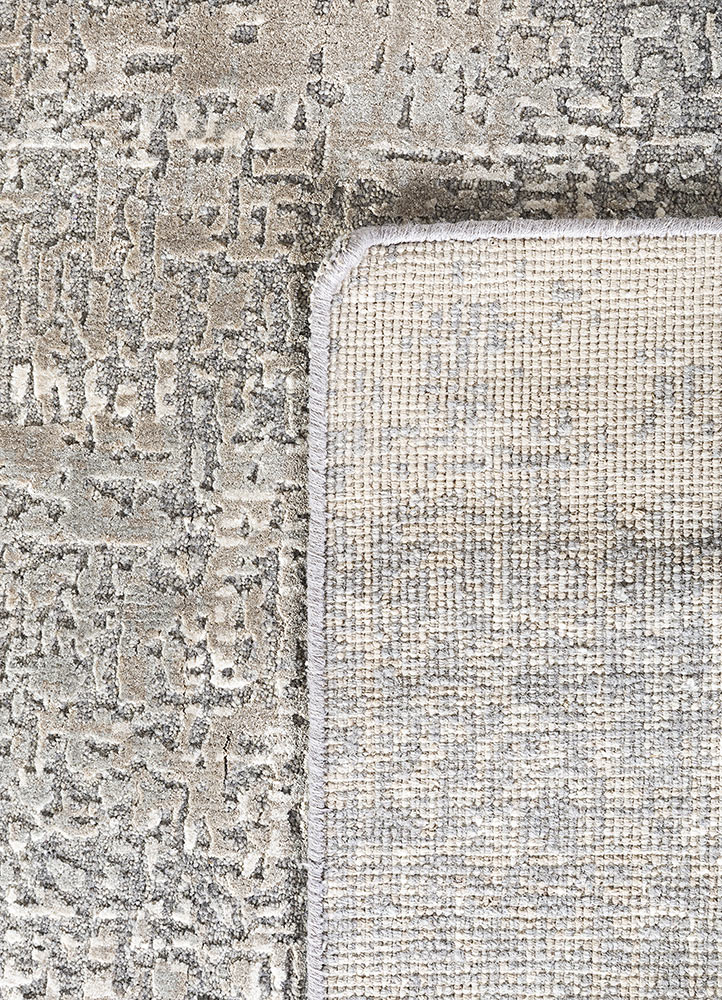 uvenuti grey and black wool and bamboo silk Hand Knotted Rug - Perspective