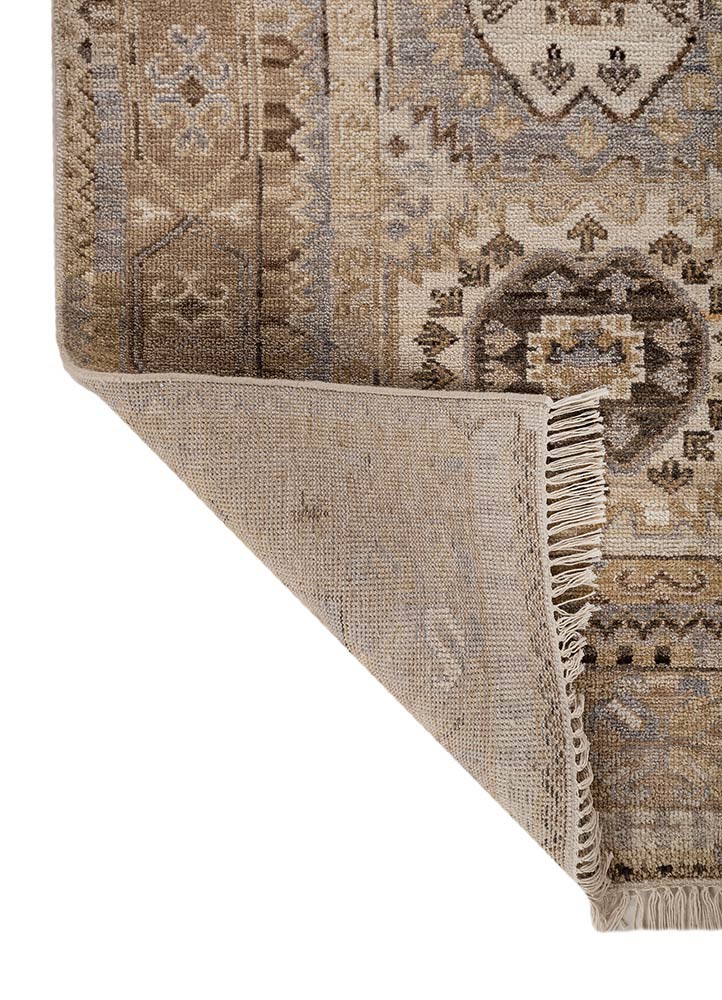savana beige and brown wool Hand Knotted Rug - Perspective savana beige and brown wool Hand Knotted Rug - Perspective