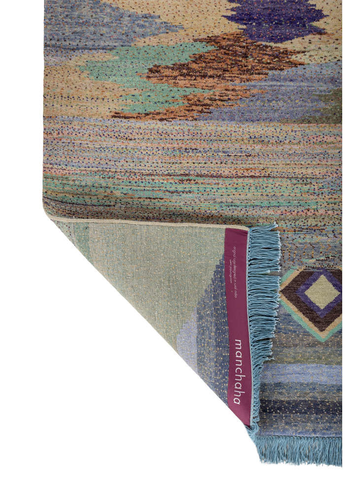 manchaha pink and purple wool Hand Knotted Rug - Perspective manchaha pink and purple wool Hand Knotted Rug - Perspective