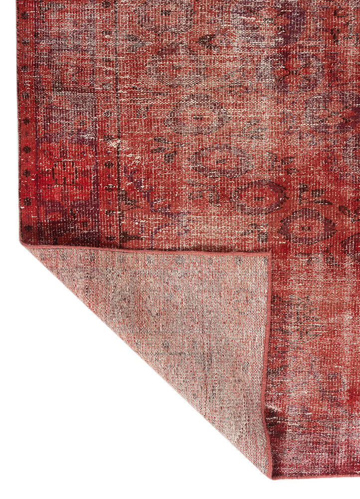 vintage red and orange wool Hand Knotted Rug - Perspective vintage red and orange wool Hand Knotted Rug - Perspective