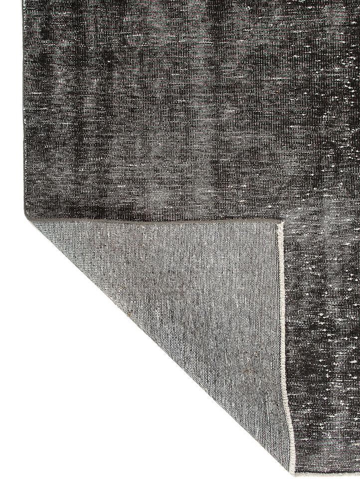 vintage grey and black wool Hand Knotted Rug - Perspective