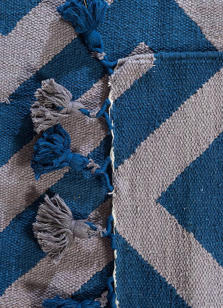 indusbar blue cotton Flat Weaves Rug - Perspective