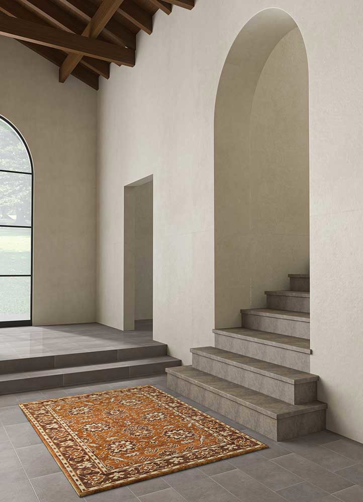 aurora red and orange wool Hand Knotted Rug - Perspective aurora red and orange wool Hand Knotted Rug - Perspective