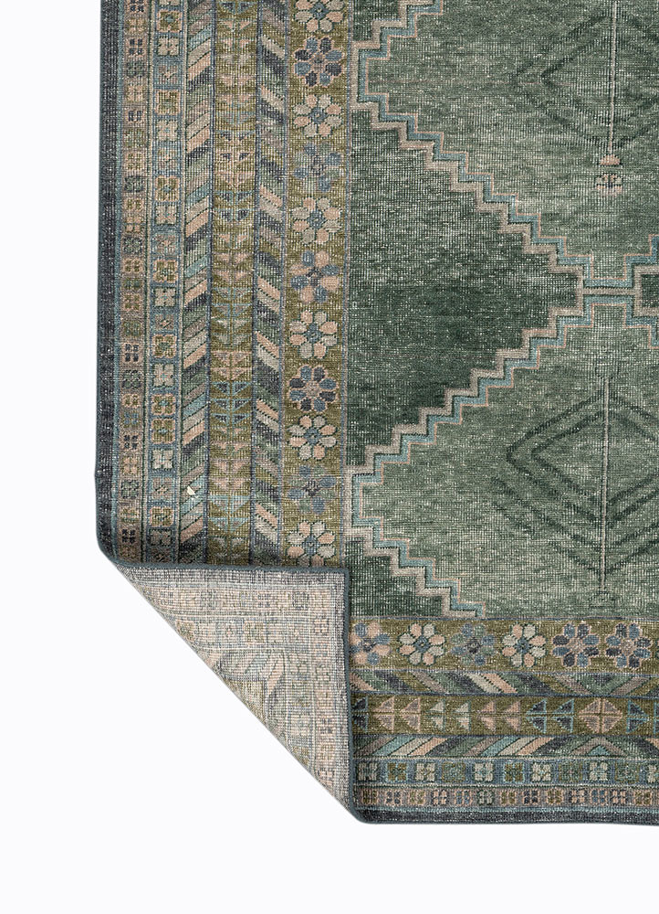 erbe green wool Hand Knotted Rug - Perspective erbe green wool Hand Knotted Rug - Perspective