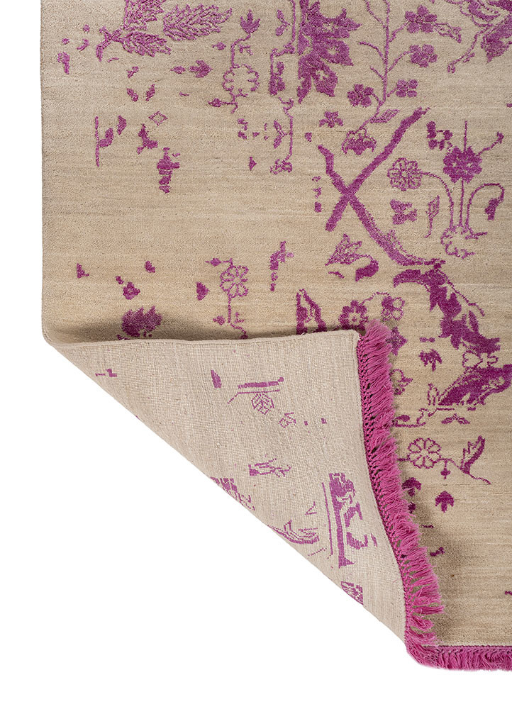 far east pink and purple wool and silk Hand Knotted Rug - Perspective far east pink and purple wool and silk Hand Knotted Rug - Perspective