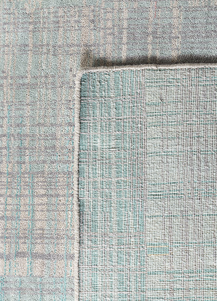 unstring by kavi green wool and bamboo silk Hand Knotted Rug - Perspective