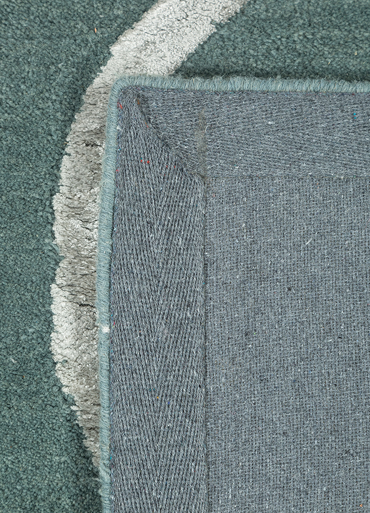 contour blue wool and viscose Hand Tufted Rug - Perspective