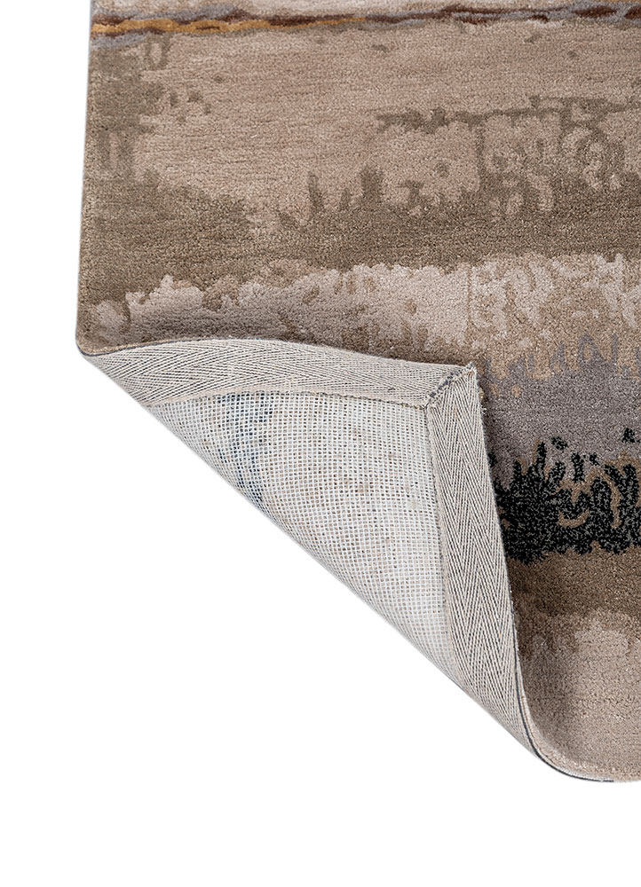 genesis beige and brown wool and viscose Hand Tufted Rug - Perspective