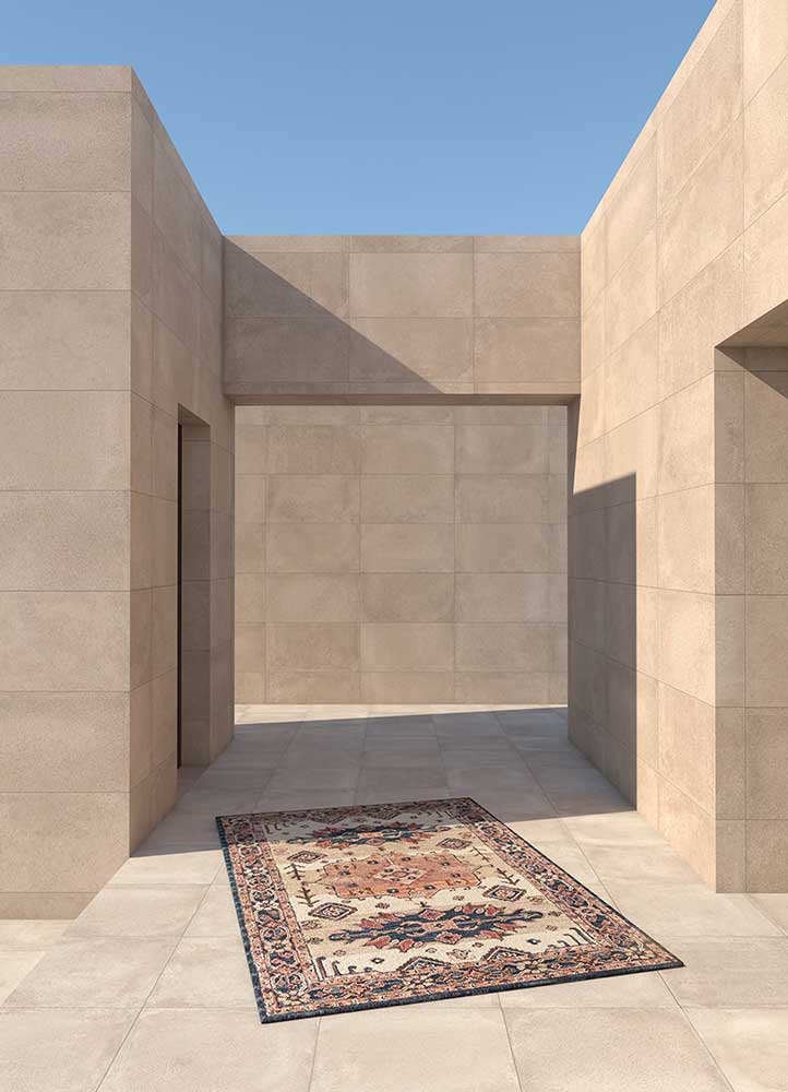 kasbah beige and brown wool Hand Tufted Rug - Perspective