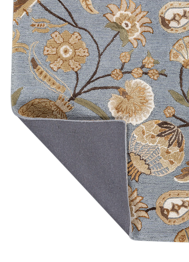 hacienda blue wool and viscose Hand Tufted Rug - Perspective