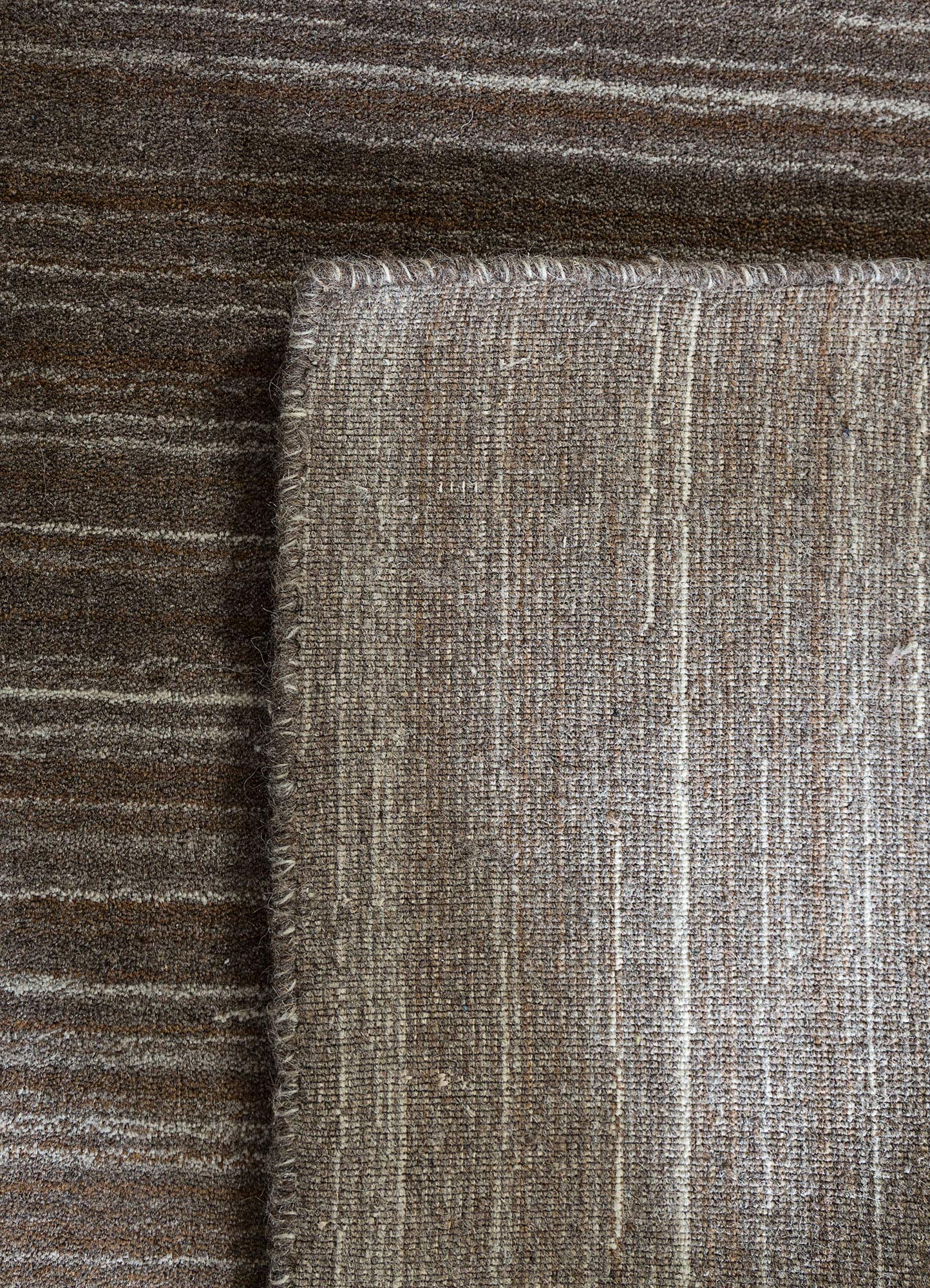 forme beige and brown wool Hand Loom Rug - Perspective