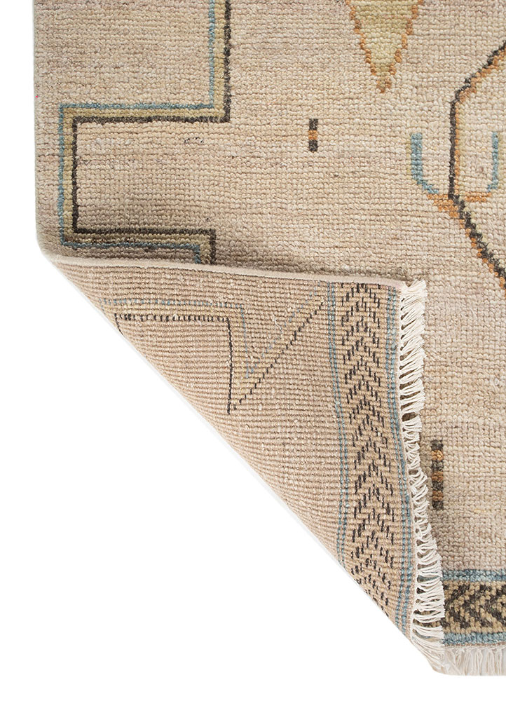 zuri beige and brown wool Hand Knotted Rug - Perspective