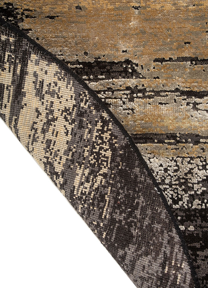 entropy blue wool and bamboo silk Hand Knotted Rug - Perspective