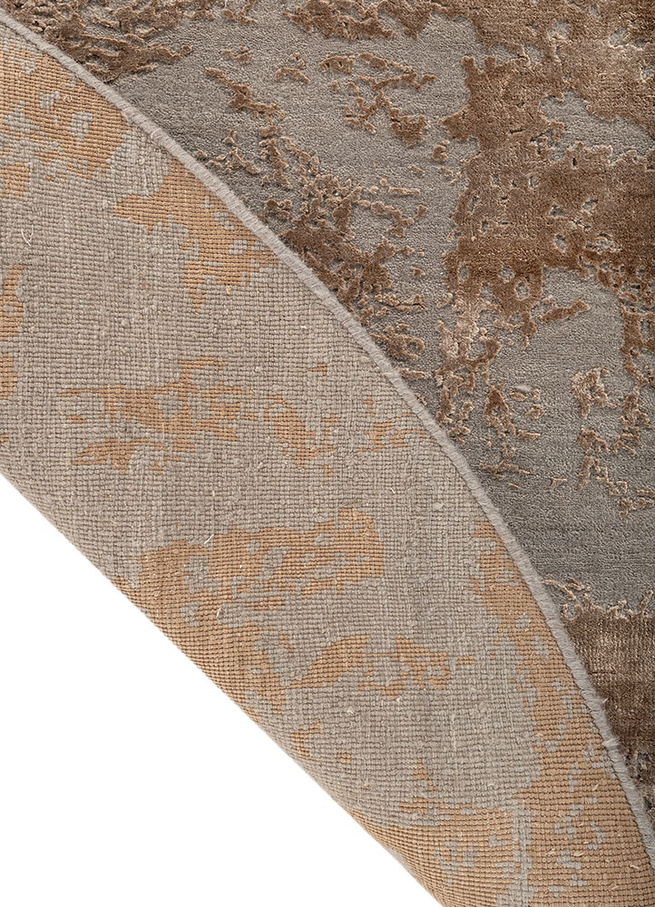 project error by kavi grey and black wool and bamboo silk Hand Knotted Rug - Perspective