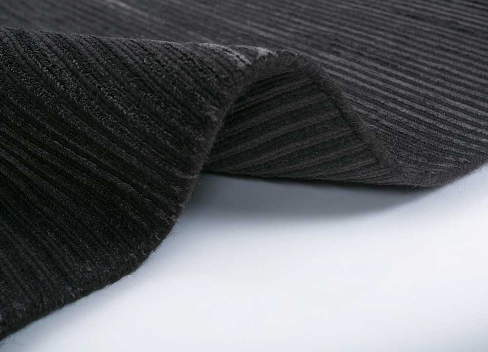 basis grey and black wool and viscose Hand Loom Rug - Perspective