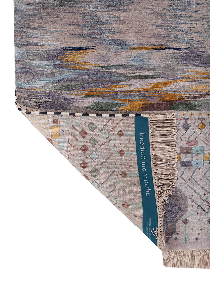 freedom manchaha pink and purple wool and bamboo silk Hand Knotted Rug - Perspective freedom manchaha pink and purple wool and bamboo silk Hand Knotted Rug - Perspective