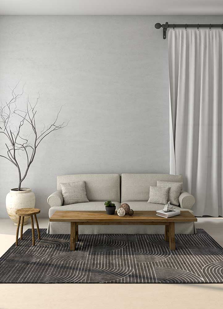 clan grey and black wool and bamboo silk Hand Knotted Rug - RoomScene