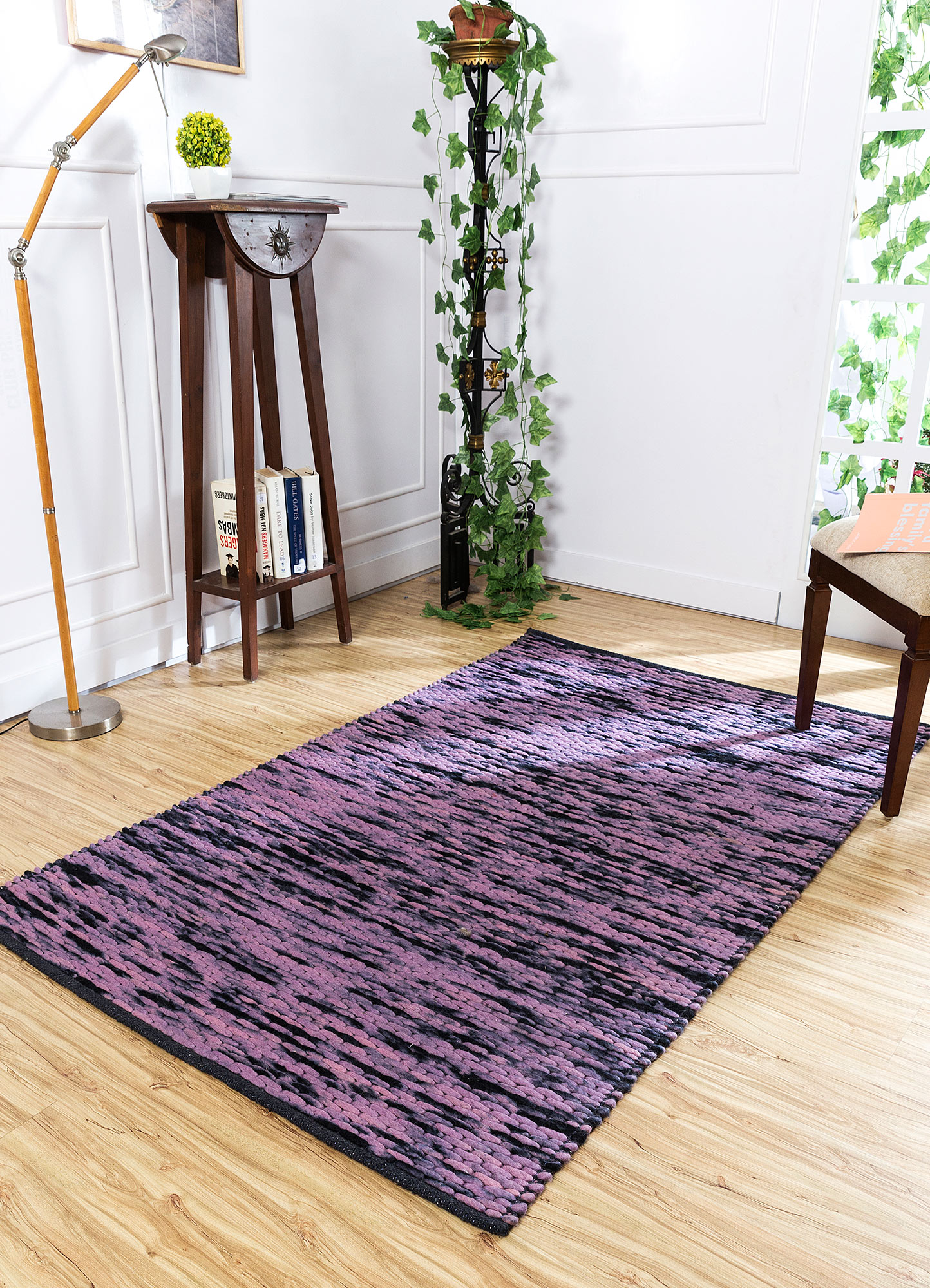 abrash pink and purple wool Flat Weaves Rug - RoomScene