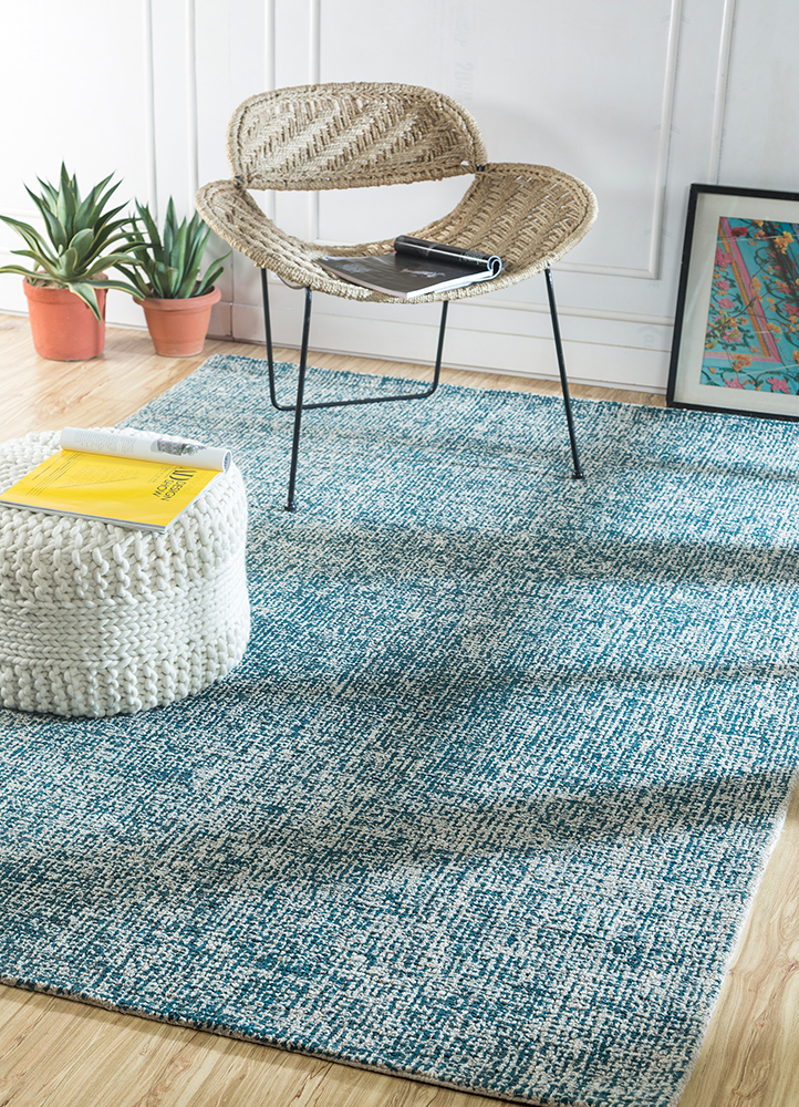 pathways blue wool Hand Tufted Rug - RoomScene