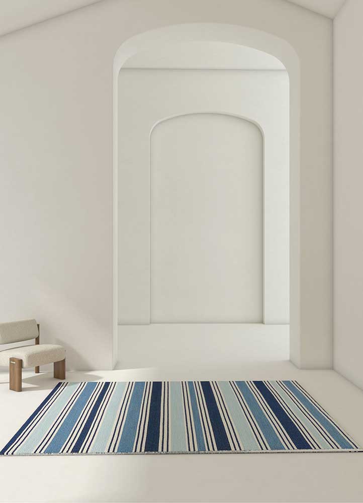 indusbar blue wool Flat Weaves Rug - RoomScene