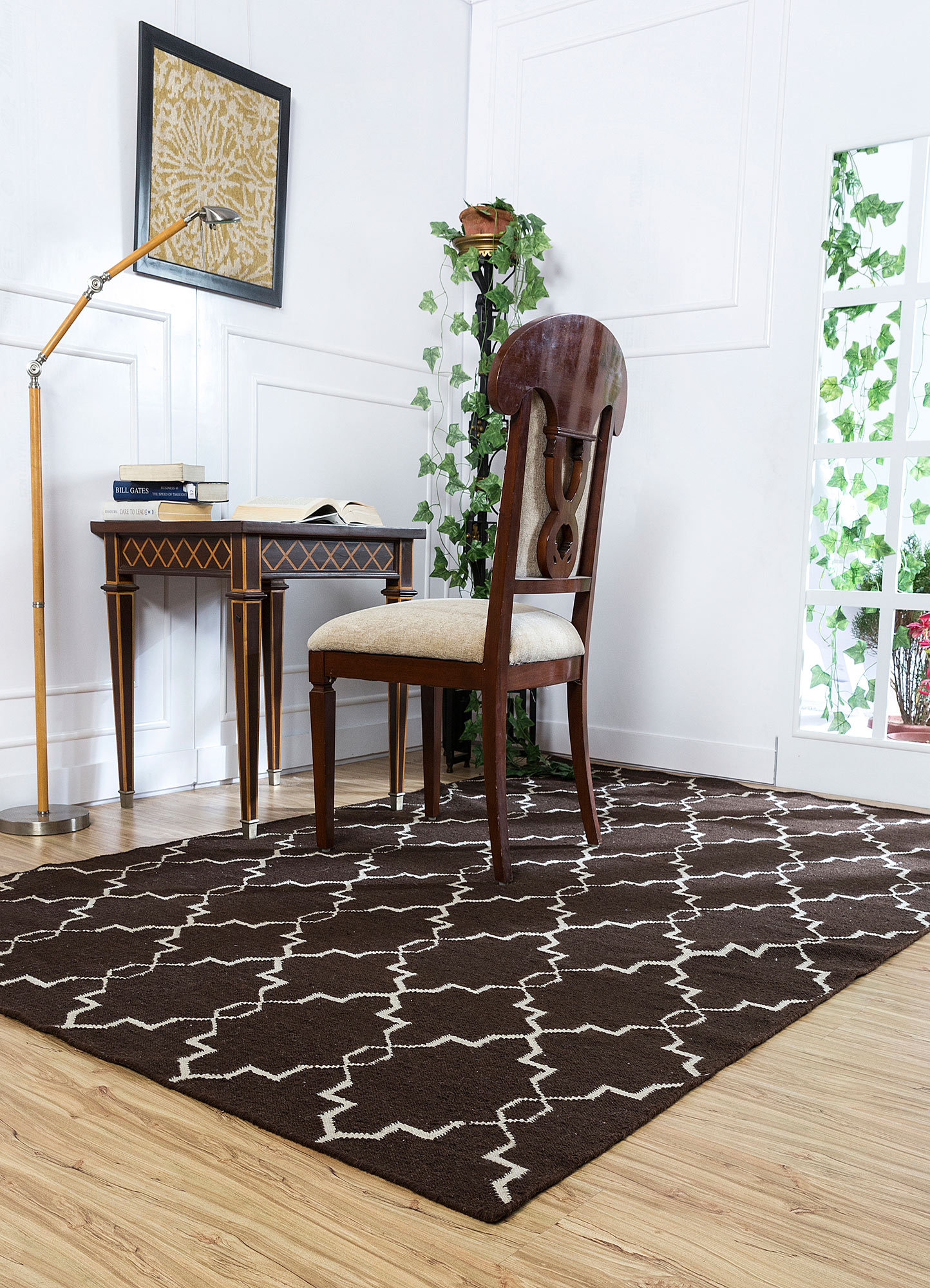 indusbar beige and brown wool Flat Weaves Rug - RoomScene