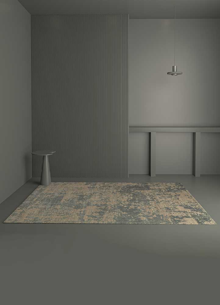 chaos theory by kavi grey and black wool and bamboo silk Hand Knotted Rug - RoomScene