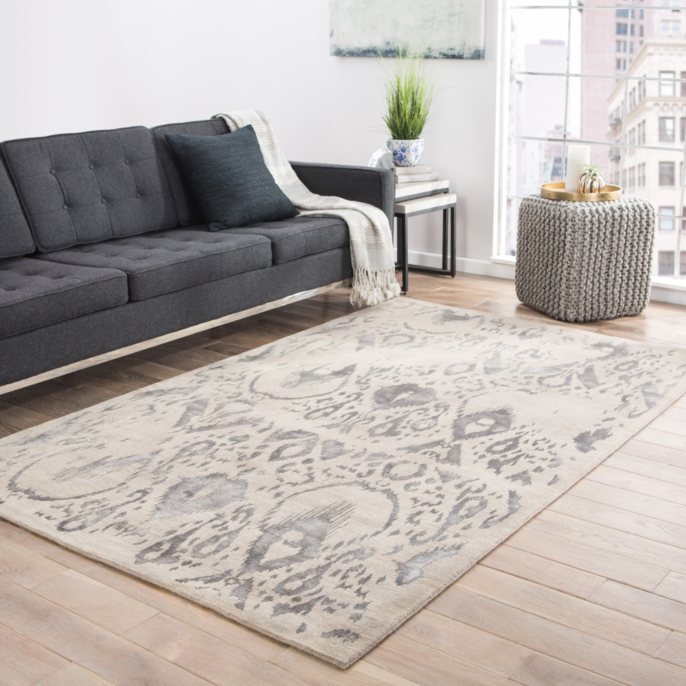 far east grey and black wool and bamboo silk Hand Knotted Rug - RoomScene