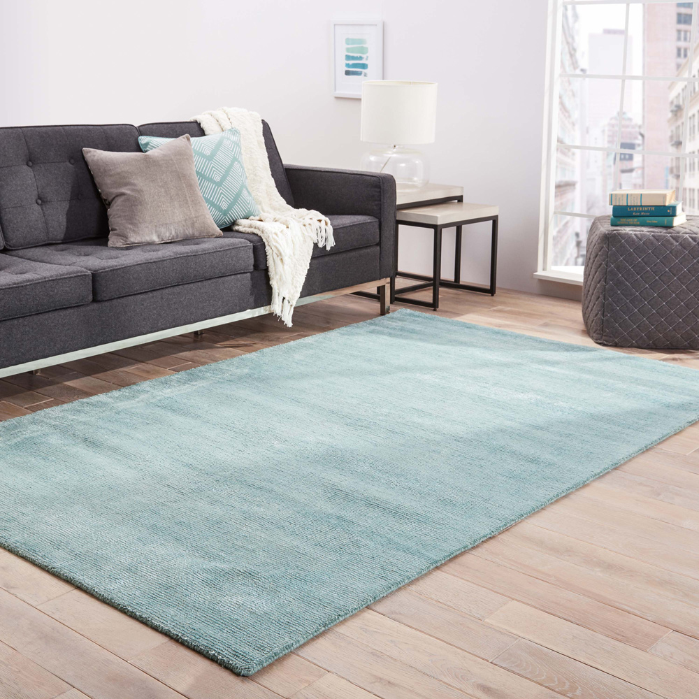 basis green wool and viscose Hand Loom Rug - RoomScene