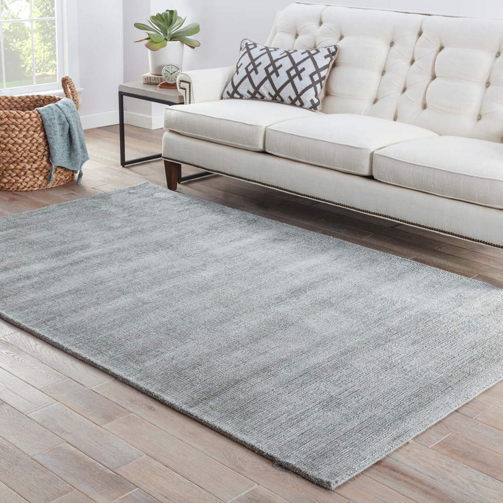 basis grey and black wool and viscose Hand Loom Rug - RoomScene