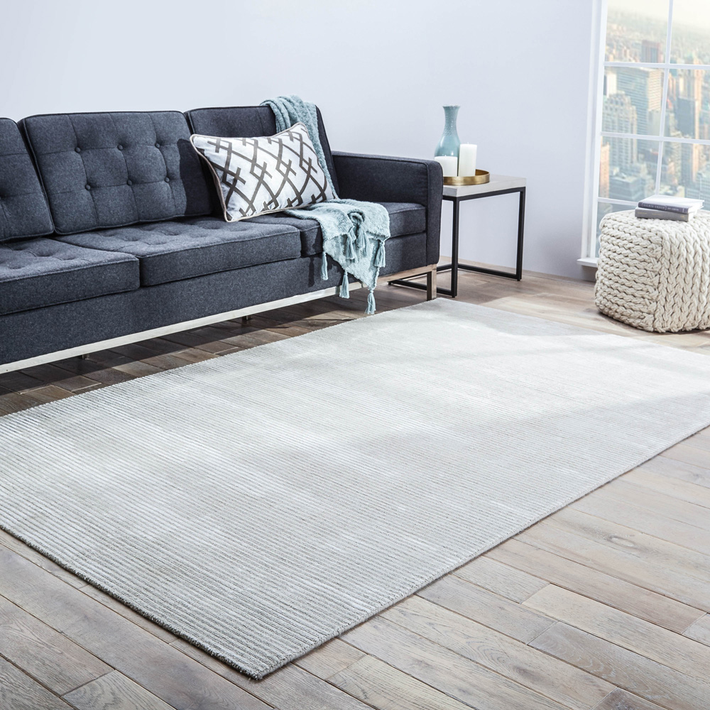 basis grey and black wool and viscose Hand Loom Rug - RoomScene