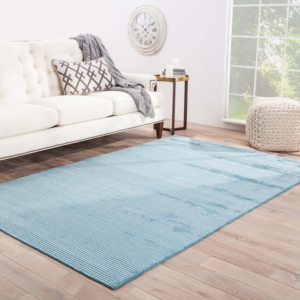 basis blue wool and viscose Hand Loom Rug - RoomScene