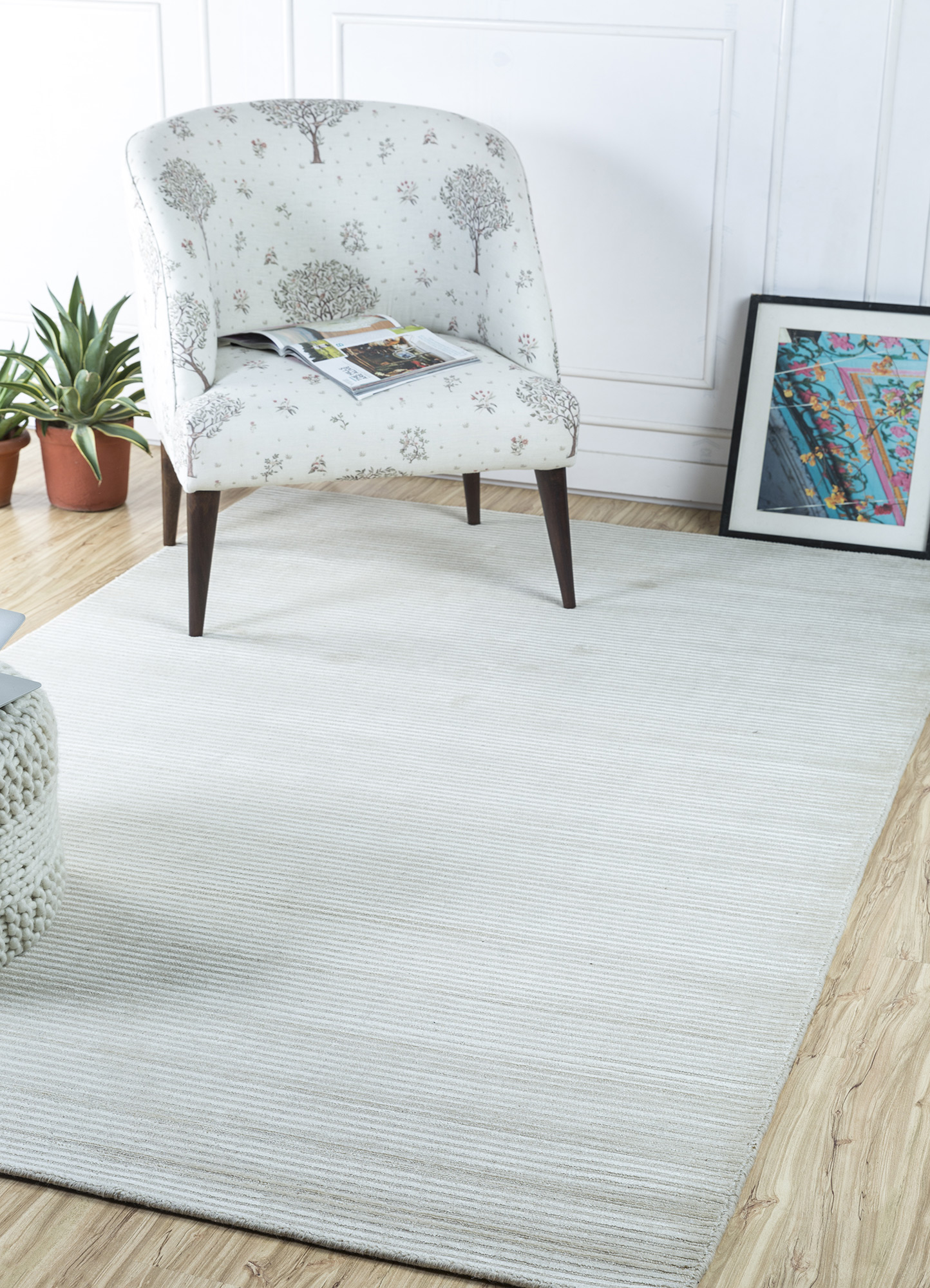 basis ivory wool and viscose Hand Loom Rug - RoomScene