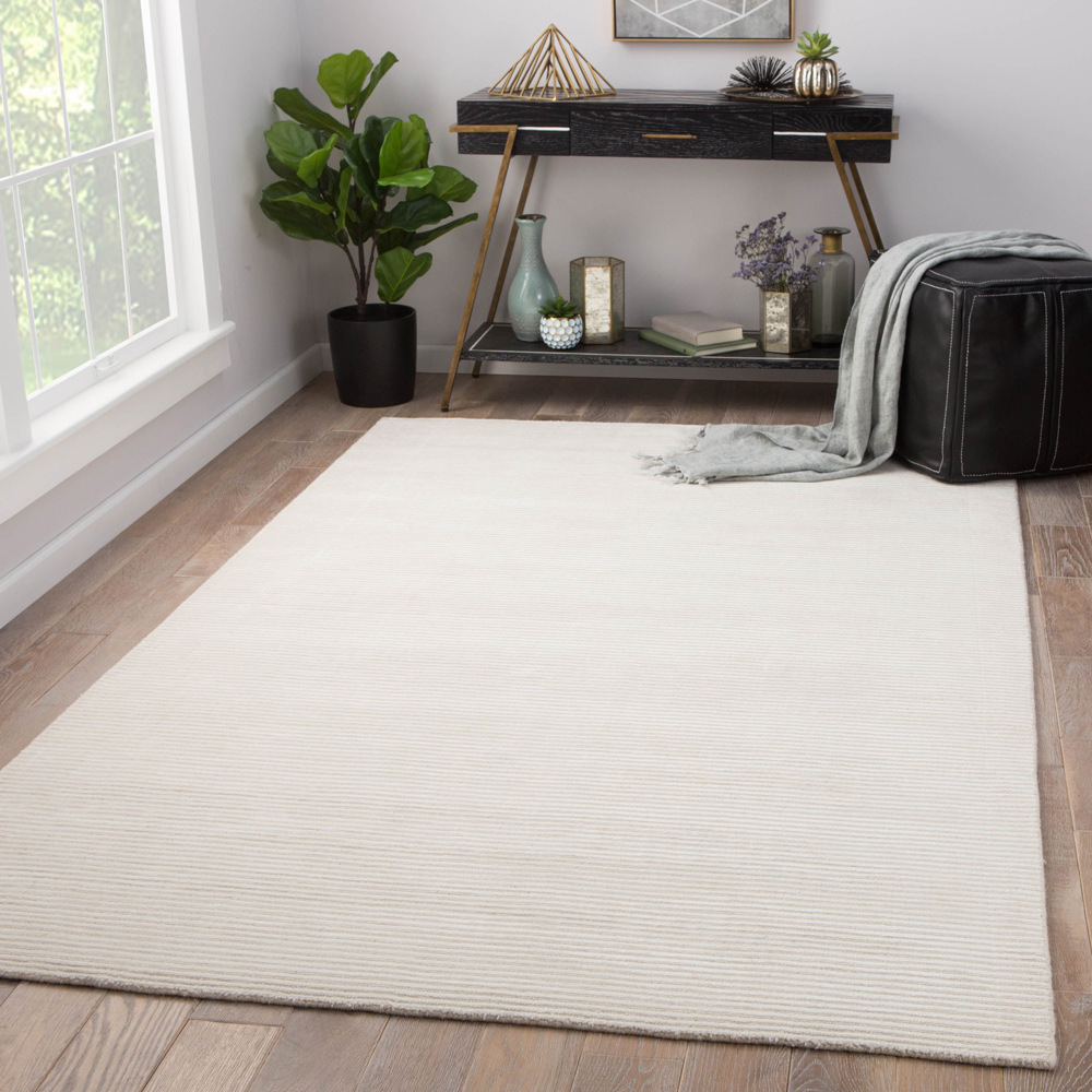 basis ivory wool and viscose Hand Loom Rug - RoomScene