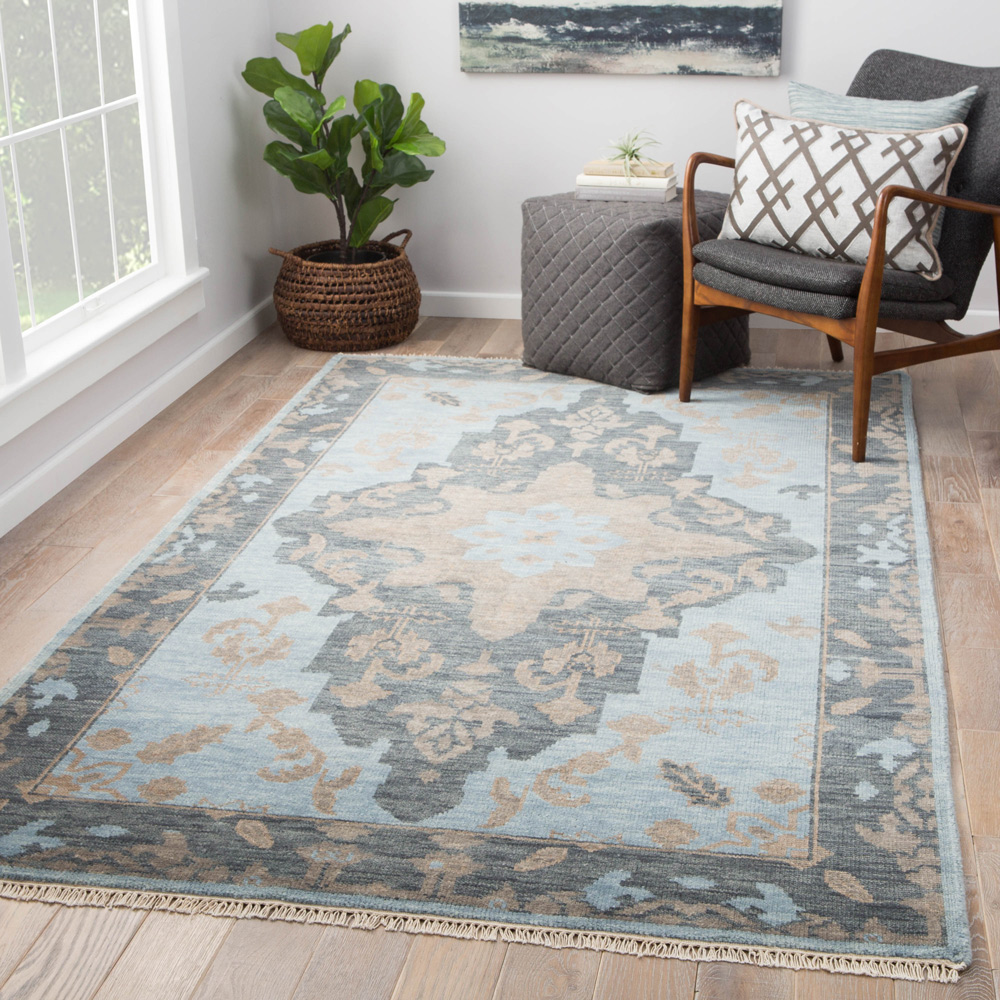 savana blue wool Hand Knotted Rug - RoomScene