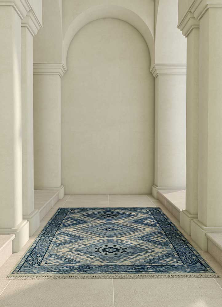 savana blue wool Hand Knotted Rug - RoomScene