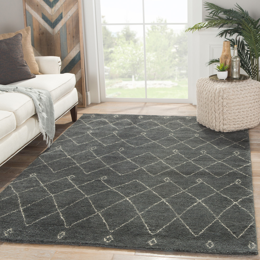 zuri blue wool Hand Knotted Rug - RoomScene