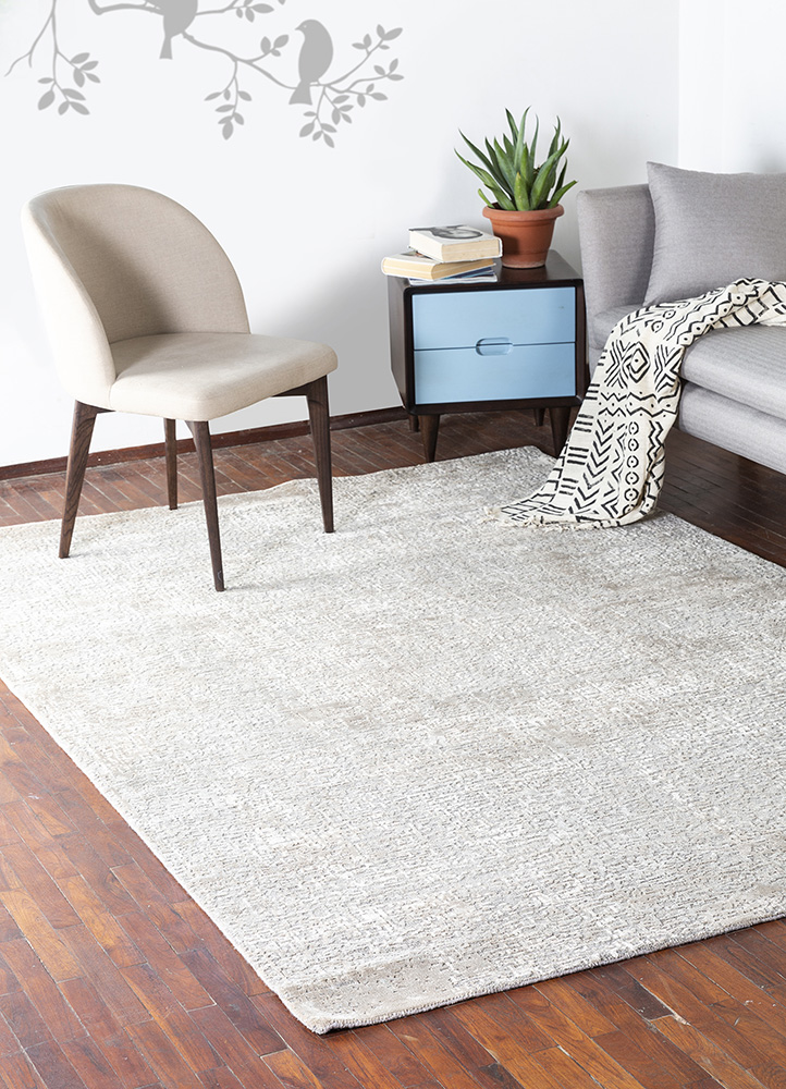 uvenuti grey and black wool and bamboo silk Hand Knotted Rug - RoomScene