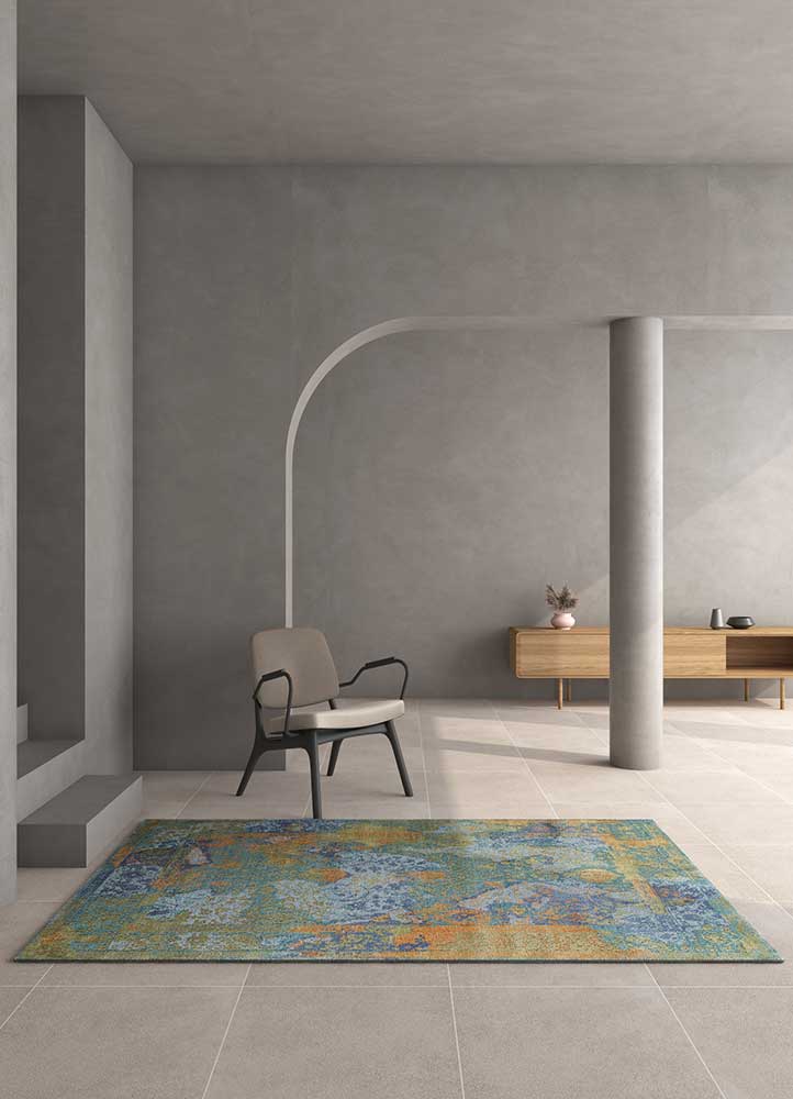 far east green wool and silk Hand Knotted Rug - RoomScene