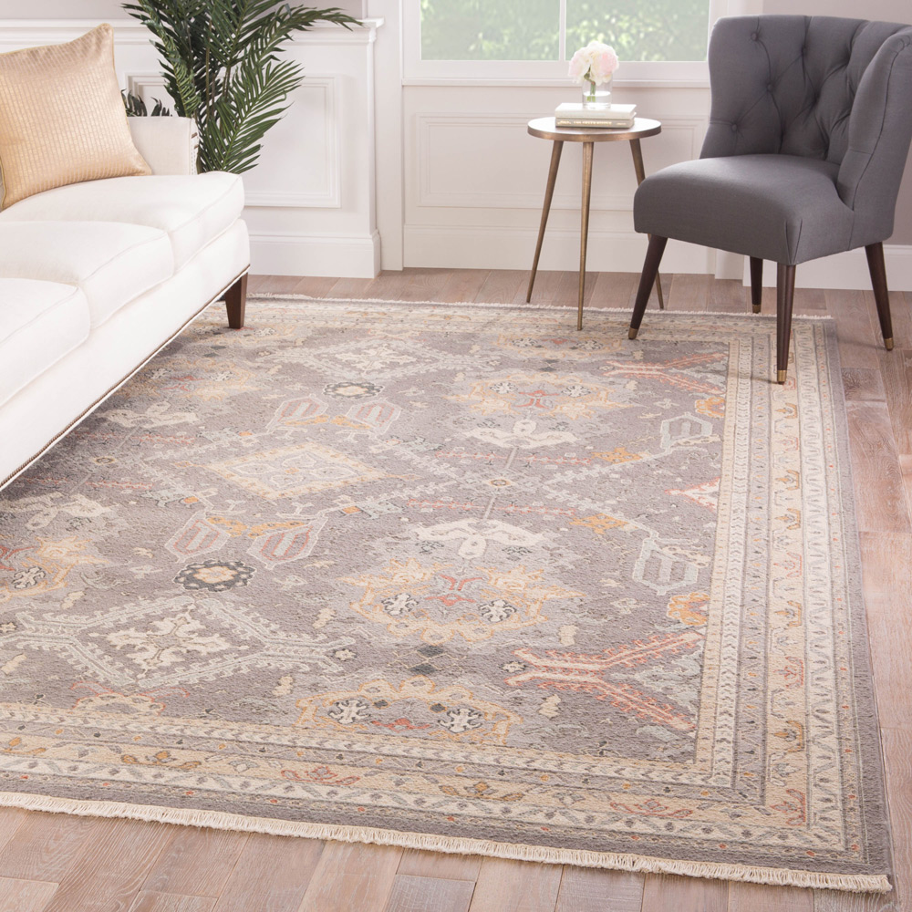 gulnar grey and black wool Hand Knotted Rug - RoomScene