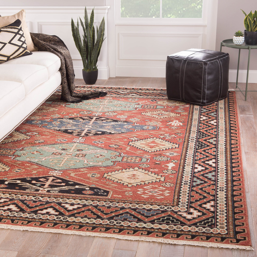 savana red and orange wool Hand Knotted Rug - RoomScene