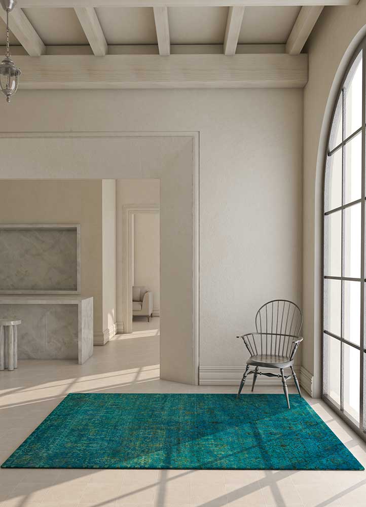 lacuna blue wool and silk Hand Knotted Rug - RoomScene