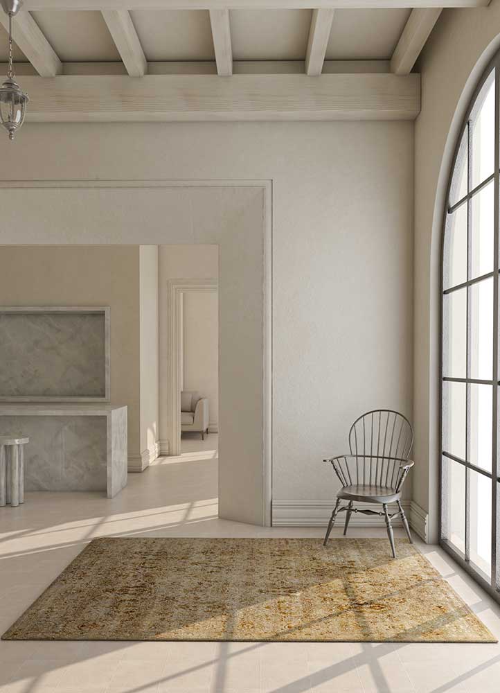 lacuna beige and brown wool and silk Hand Knotted Rug - RoomScene